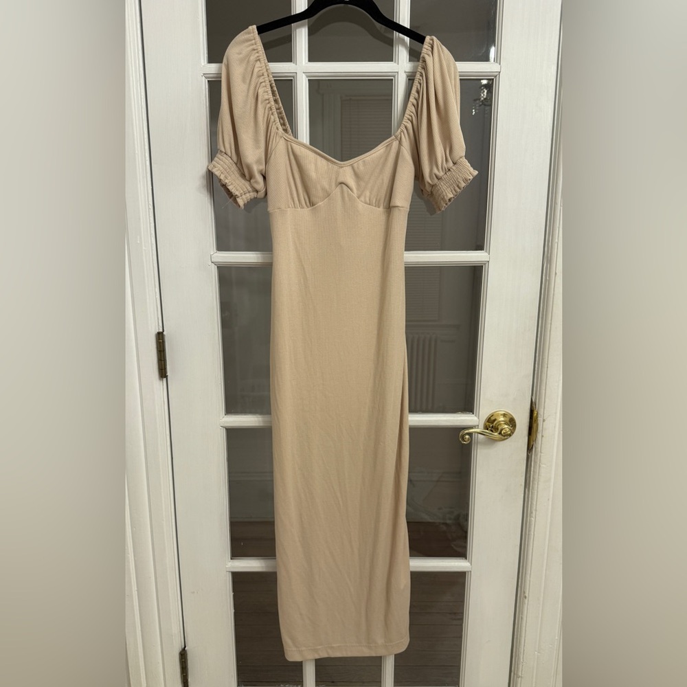 FP BEACH Women's Beige Ribbed Bel Air Midi Dress Size XS NEW